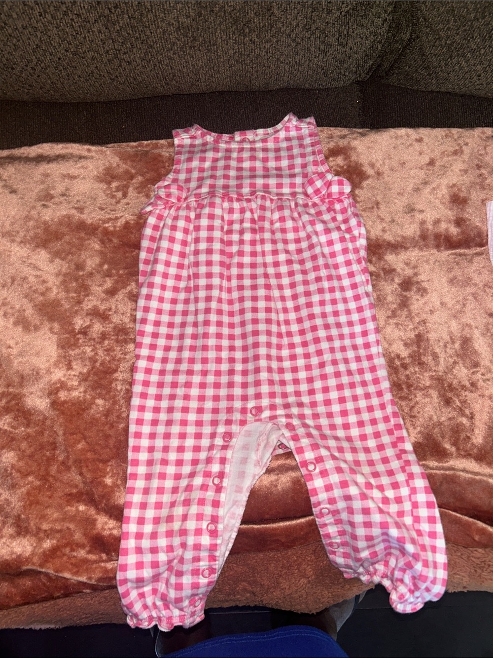 Carter's Pink White Gingham Sleeveless One-Piece Romper